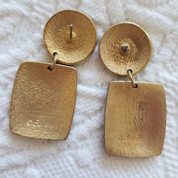 Vintage 1980s Edgar Berebi Enamel Earrings - Picture 2 of 4